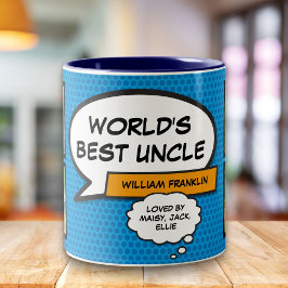 Caneca De Café Em Dois Tons Tio Divertido Legal Moderno Livro de Quadrinhos Az