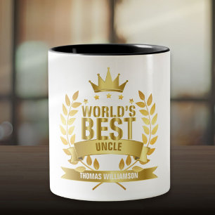 Caneca De Café Em Dois Tons Tio Divertido Ouro do Mundo