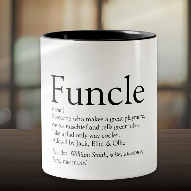 Caneca De Café Em Dois Tons Tio Engraçado Funcle Definição Dito (Funny Uncle Funcle Definition Saying Two-Tone Coffee Mug)