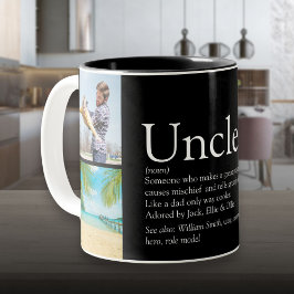 Caneca De Café Em Dois Tons Tio Muito Divertido Moderno Colagem de Fotos Incrí