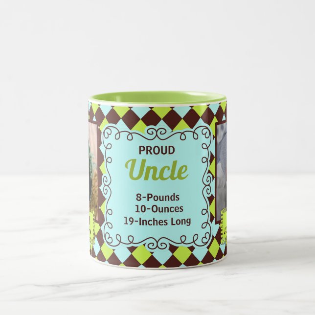 Caneca De Café Em Dois Tons Tio orgulhoso Verde e fotos de Brown Arglye (Centro)