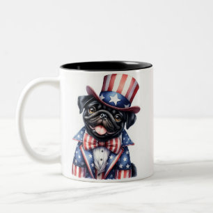 Caneca De Café Em Dois Tons Tio Patriótico Personalizado Sam Pug 4° Mug de jul
