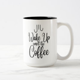 Caneca De Café Em Dois Tons Tipografia Acorda e Cheira o Café