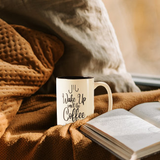 Caneca De Café Em Dois Tons Tipografia Acorda e Cheira o Café