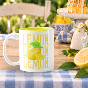 Caneca De Café Em Dois Tons Tipografia Amarela de Limão Ousada