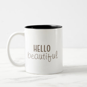 Caneca De Café Em Dois Tons Tipografia bonita do olá! simples