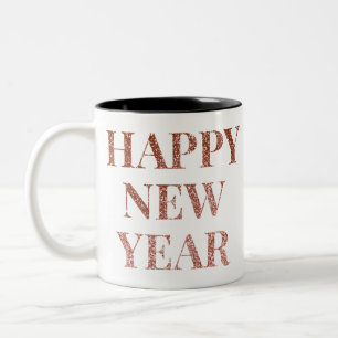 Caneca De Café Em Dois Tons tipografia da arte do feliz ano novo