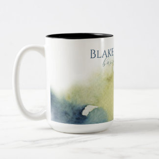 Caneca De Café Em Dois Tons Tipografia de Cor da Água Verde Azul Moderna