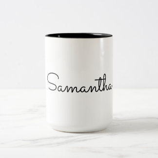 Caneca De Café Em Dois Tons Tipografia de Script Elegante Minimalista de Nome