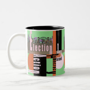 Caneca De Café Em Dois Tons Tipografia do Dia das Eleições