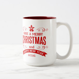 Caneca De Café Em Dois Tons Tipografia do Feliz ano novo Red Felry Christmas