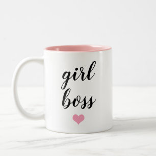 Caneca De Café Em Dois Tons Tipografia elegante rosa do chefe