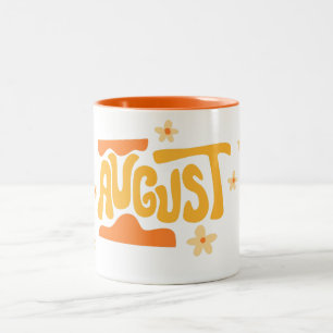 Caneca De Café Em Dois Tons Tipografia Floral de Agosto
