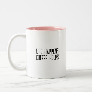 Caneca De Café Em Dois Tons Tipografia Moderna e Divertida Dito de Vida Happen