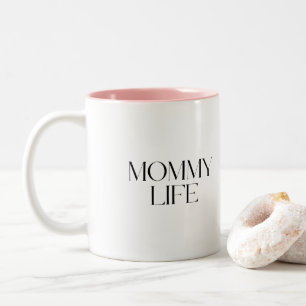 Caneca De Café Em Dois Tons Tipografia Moderna e Elegante Vida de Mamãe