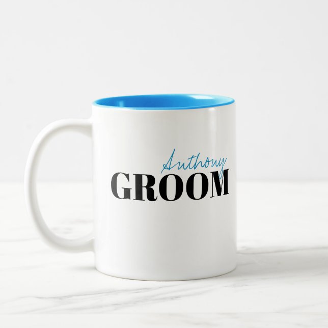 Caneca De Café Em Dois Tons Tipografia Moderna Simples Mug Personalizado (Esquerda)