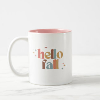 Caneca De Café Em Dois Tons Tipografia Retro de outono de Hello