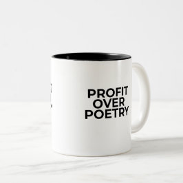 Caneca De Café Em Dois Tons Tipográfico Minimalista Lucro Sobre Poesia 