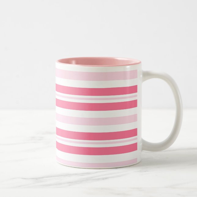 Caneca De Café Em Dois Tons Tiras Rosa Espessas (Direita)