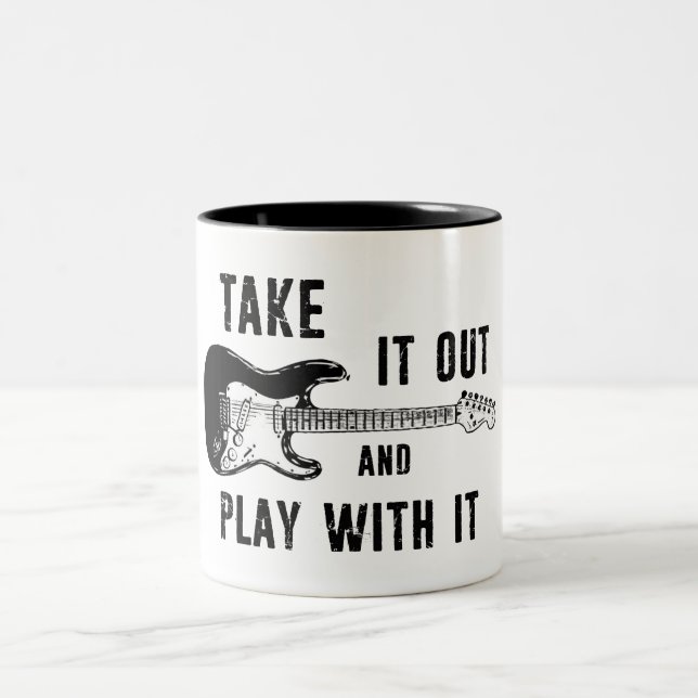 Caneca De Café Em Dois Tons Tire-o e Brinque com Ele Guitarra (Centro)