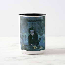 Caneca De Café Em Dois Tons Tired Flower Girl (por Walter Gramatté)