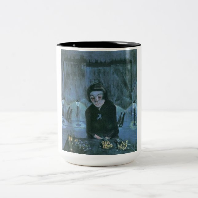 Caneca De Café Em Dois Tons Tired Flower Girl (por Walter Gramatté) (Centro)