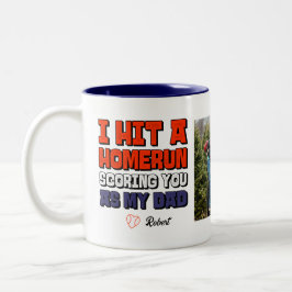 Caneca De Café Em Dois Tons Tirei um Home Run Papai Foto Dia dos Pais Beisebol