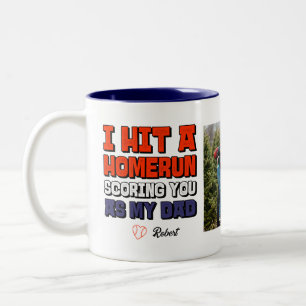 Caneca De Café Em Dois Tons Tirei um Home Run Papai Foto Dia dos Pais Beisebol