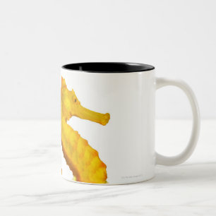 Caneca De Café Em Dois Tons Tiro de dois cavalos de mar em um fundo branco