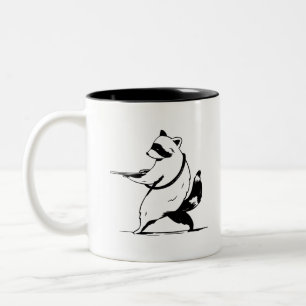 Caneca De Café Em Dois Tons Tiroteio de Guaxinim Engraçado