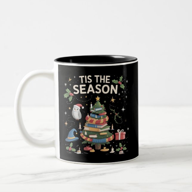 Caneca De Café Em Dois Tons Tis the Season Wizard School Christmas Cozy Magic (Esquerda)