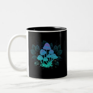 Caneca De Café Em Dois Tons Toadstools em arbustos