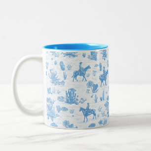 Caneca De Café Em Dois Tons Toalete de Caubói Ocidental Cavalo Cacto Deserto