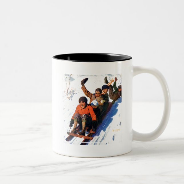 Caneca De Café Em Dois Tons Tobagganing (Direita)