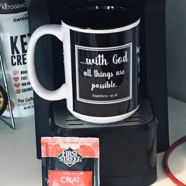 Caneca De Café Em Dois Tons Todas As Coisas Possíveis, Inspiração Roxo Preto (Criador carregado)