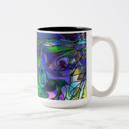 Caneca De Café Em Dois Tons Todas as Cores com Espirais e Linhas