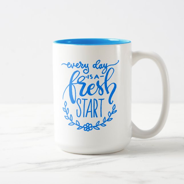 Caneca De Café Em Dois Tons Todo Dia É Um Novo Começo (Direita)
