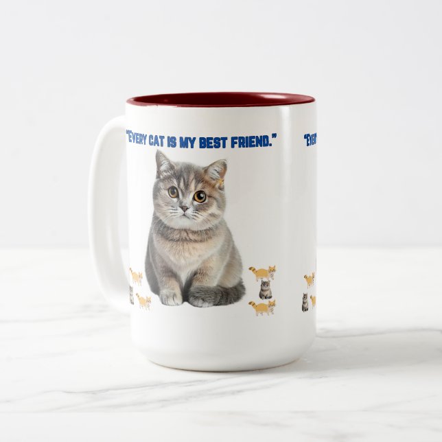 Caneca De Café Em Dois Tons todo gato é meu melhor amigo (Frente Esquerda)