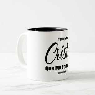 Caneca De Café Em Dois Tons Todo Lo Puedo En Cristo Que Me Fortalece
