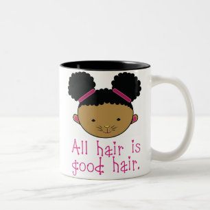 Caneca De Café Em Dois Tons Todo o cabelo é bom cabelo (o coelho de Afropuff)