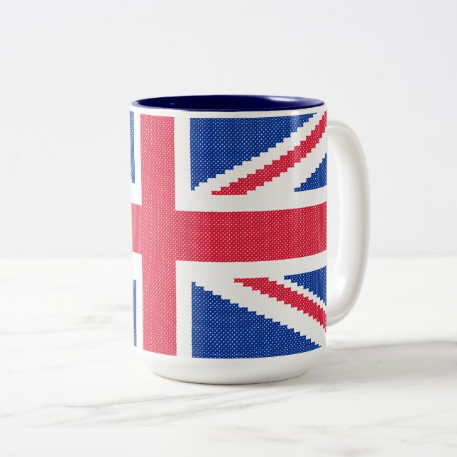 Caneca De Café Em Dois Tons Tomada original de design de ponto cruzado (Frente Esquerda)
