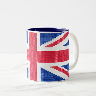Caneca De Café Em Dois Tons Tomada original de design de ponto cruzado