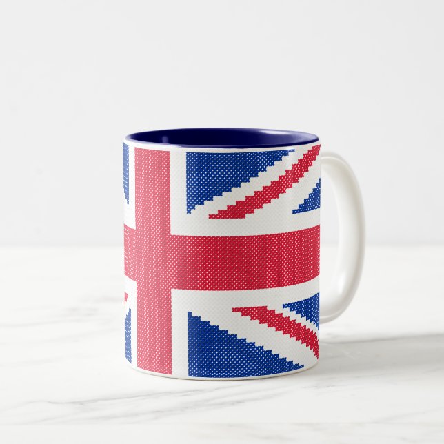 Caneca De Café Em Dois Tons Tomada original de design de ponto cruzado (Frente Esquerda)