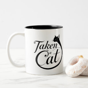 Caneca De Café Em Dois Tons Tomado por um Gato, design Minimalista para amante