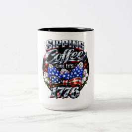 Caneca De Café Em Dois Tons Tomando Café Como Se Fosse 1776 Bluebonnet