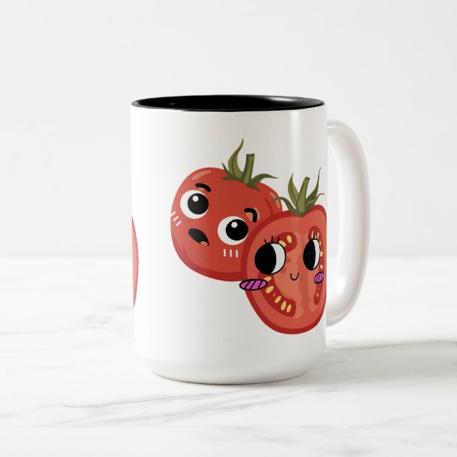 Caneca De Café Em Dois Tons Tomate em Adoração  (Frente Esquerda)
