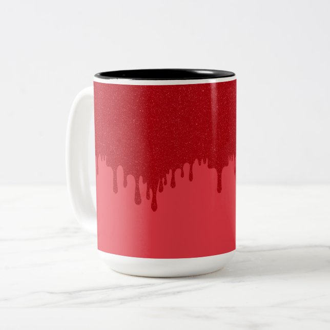 Caneca De Café Em Dois Tons Tomato Red Drip Personalizado De Dois Tons (Frente Esquerda)