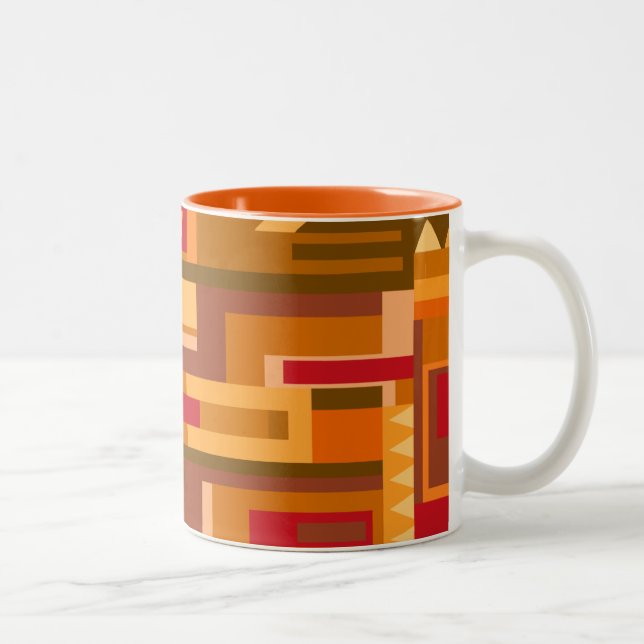 Caneca De Café Em Dois Tons Tons da Terra - caneca abstrato (Direita)