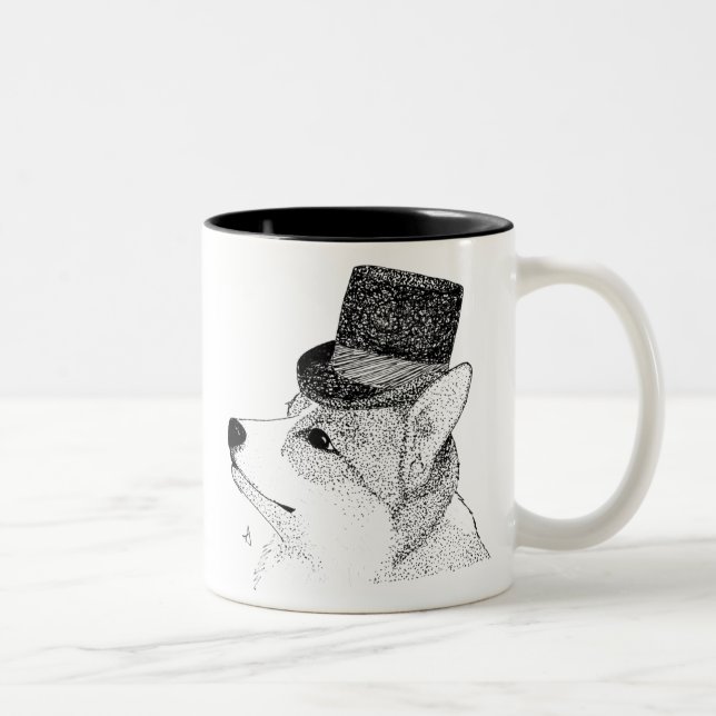 Caneca De Café Em Dois Tons Top Hat Corgi (Direita)