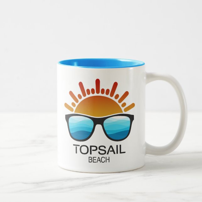 Caneca De Café Em Dois Tons Topsail Beach North Carolina (Direita)